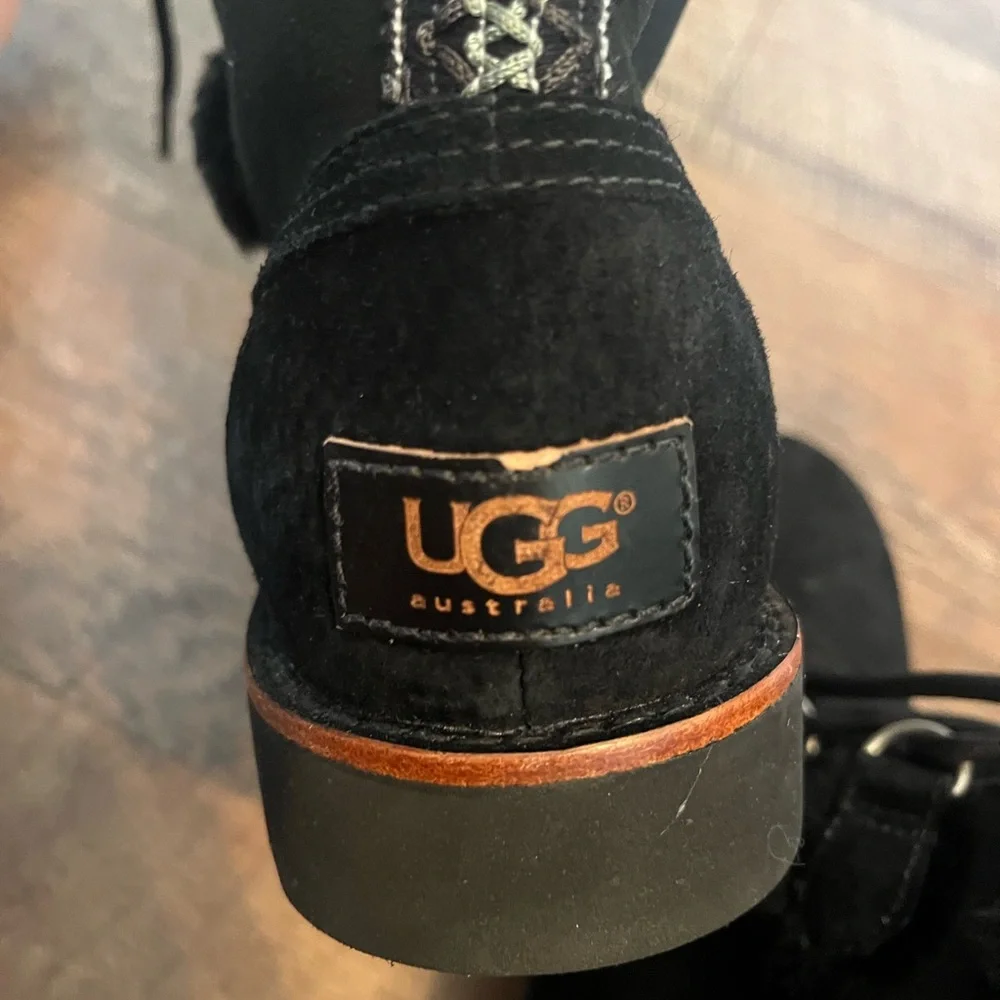 UGG Never Worn Black Suede Boots with Stitch Detail - Picture 6 of 8
